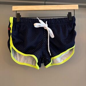 Jack Adam’s 3”  Navy Blue Athletic Shorts with Neon Trim